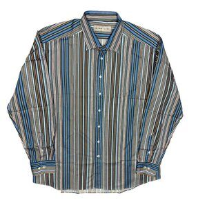 ETRO Dress Shirt Multicolor Stripe Made in Italy Cotton Long Sleeve 46 18 XXL